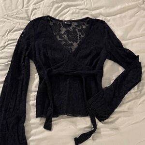 Black Lace Long Sleeve Top